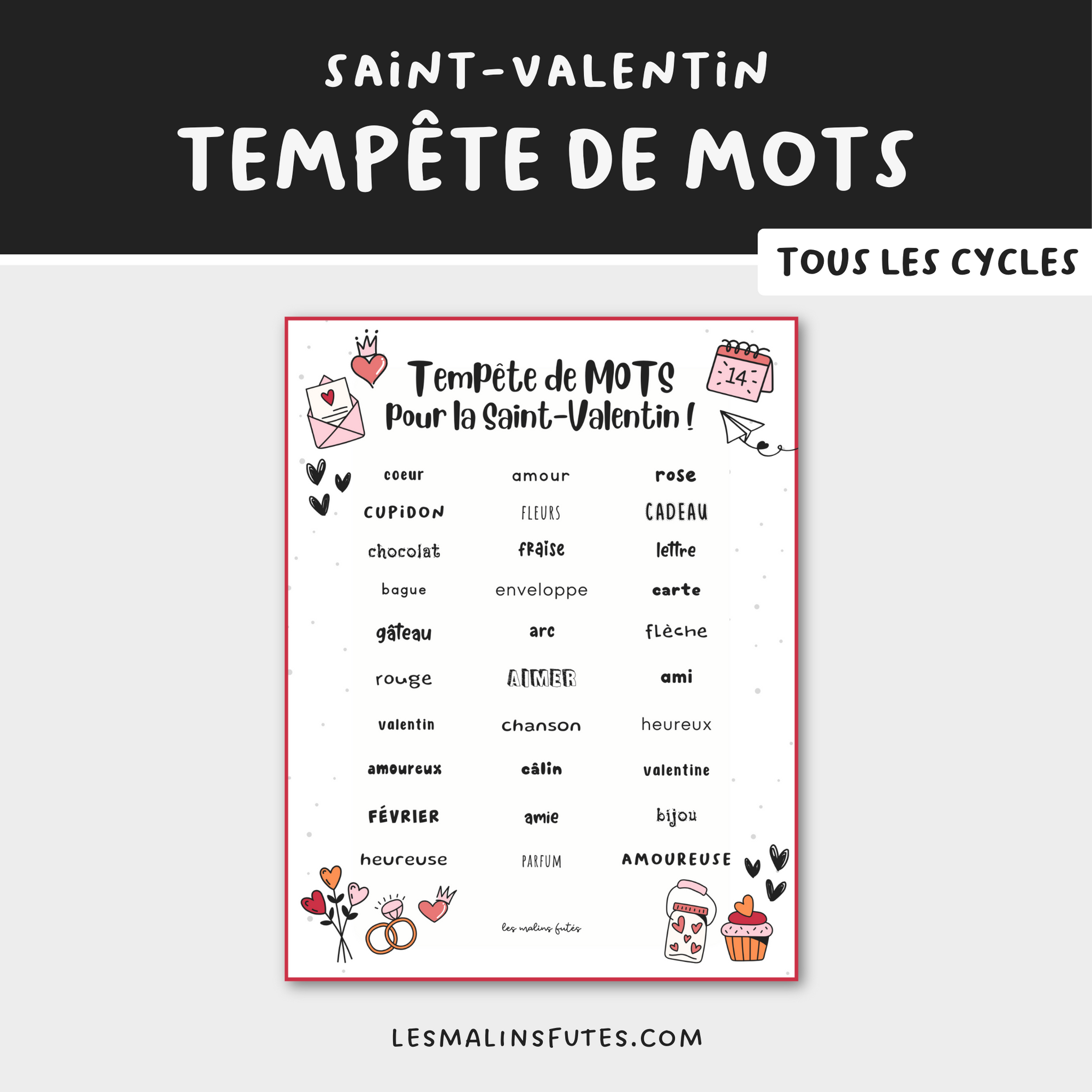 Tempête de MOTS pour la Saint-Valentin ! Les Malins Futés